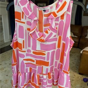 Pink and Orange Sleeveless Blouse